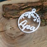 Exkluzív 3D Nyomtatású Karácsonyfadísz -Hópelyhes- Egyedi felirattal