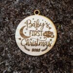 Első karácsonyom karácsonyfadísz Hold– lézervágott és gravírozott