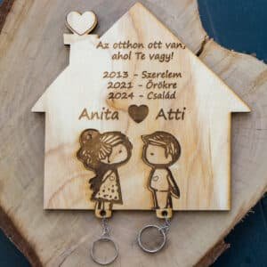 Fa Házikós Kulcstartó Pároknak