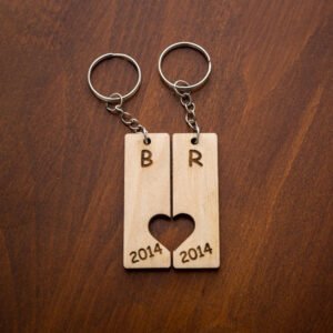 Páros Fa Kulcstartó-Egyedi gravírral