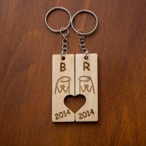 Páros Fa Kulcstartó- Figurákkal