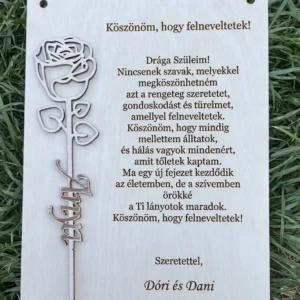 Esküvői Szülőköszöntő Tábla – Kivágott Rózsa Anya felirattal